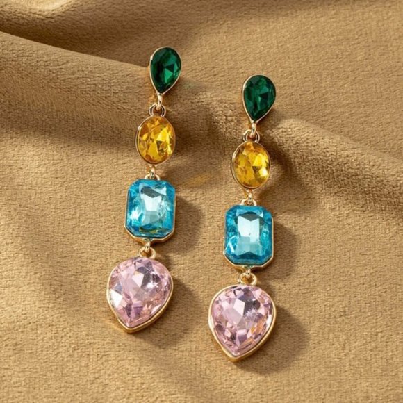 The Wild Clover Jewelry - TERRY MULTI COLOR RHINESTONE DROP EARRINGS